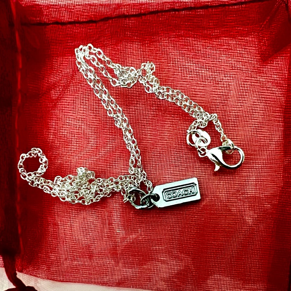 Coach Silver Logo Charm w/Stainless Steel Chain, New